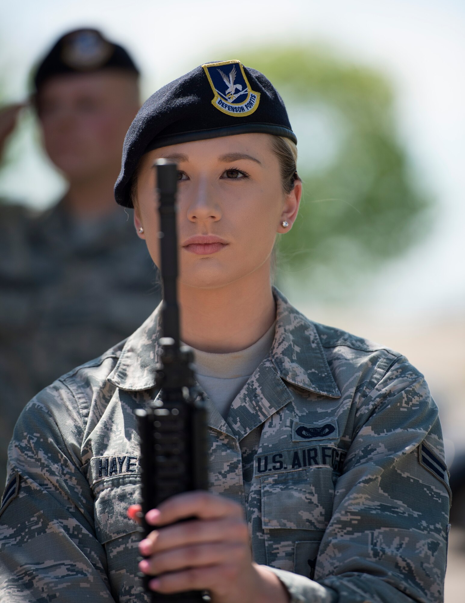 Defenders from the 133rd and 934th Security Forces Squadrons patriciate in the second annual Police Week Ceremony in Minneapolis, Minn., May 15, 2019.