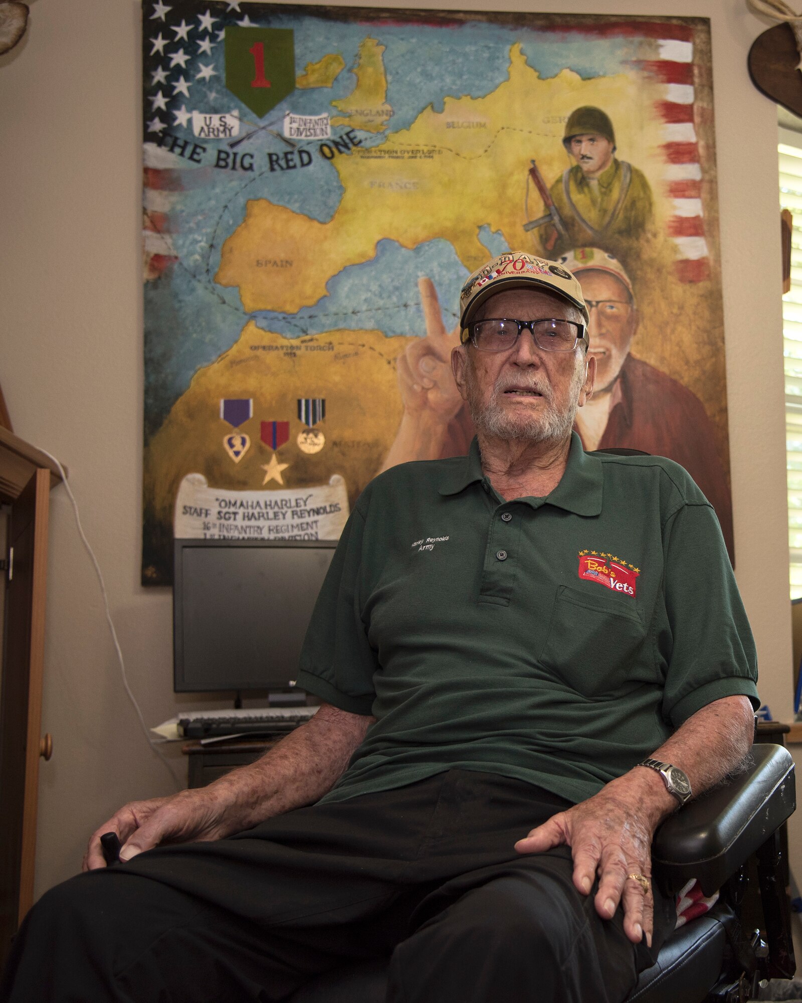 Harley Reynolds, U.S. Army veteran, pauses for a photo at an assisted living facility in Bay Pines, Fla., May 31, 2019.