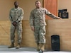 Army Staff Sgt. Marvin Hopkins, left, and Staff Sgt. Antonio Dates, both combat trafficking in persons noncommissioned officers assigned to the Regional Contracting Center - Kuwait, 408th Contracting Support Brigade, lead the question and answer session near the end of the third annual Combating Trafficking in Persons forum at Camp Arifjan, Kuwait, May 16, 2019. The brigade provides operational contracting support to U.S. Army Central (USARCENT) by preparing and coordinating support plans, providing oversight, assessment, policy and acquisition authority to assigned contingency contracting organizations and contract assets. These types of forums show that USARCENT builds cohesion and assures allies and partners of its shared vision and unity of purpose of stability in its areas of operations.