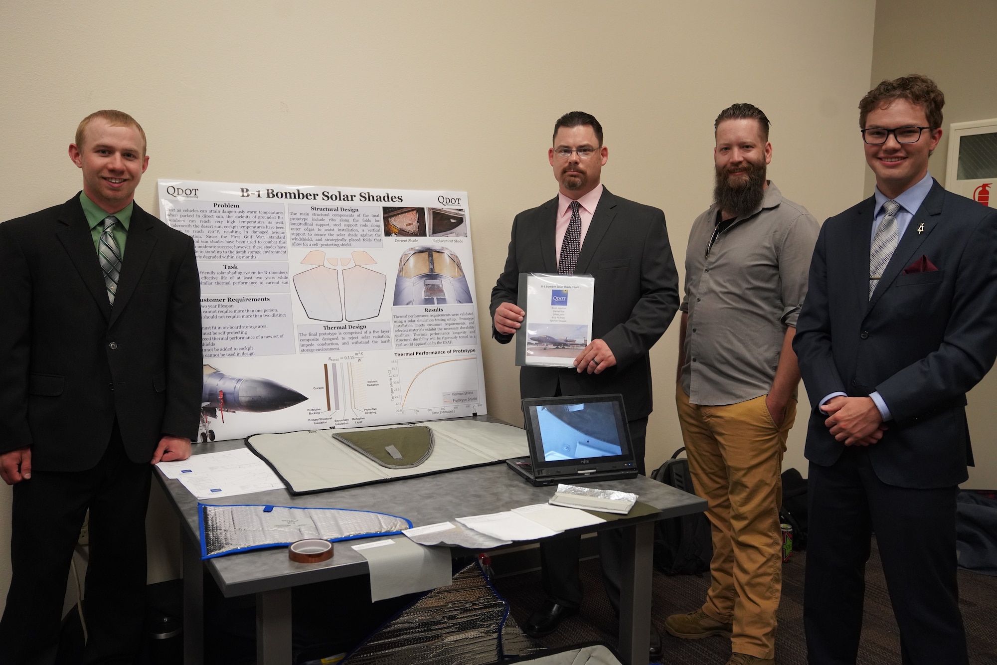 A team of students from the South Dakota Mines and Technology developed a prototype solar shield for use in the B-1B Lancer cockpit.