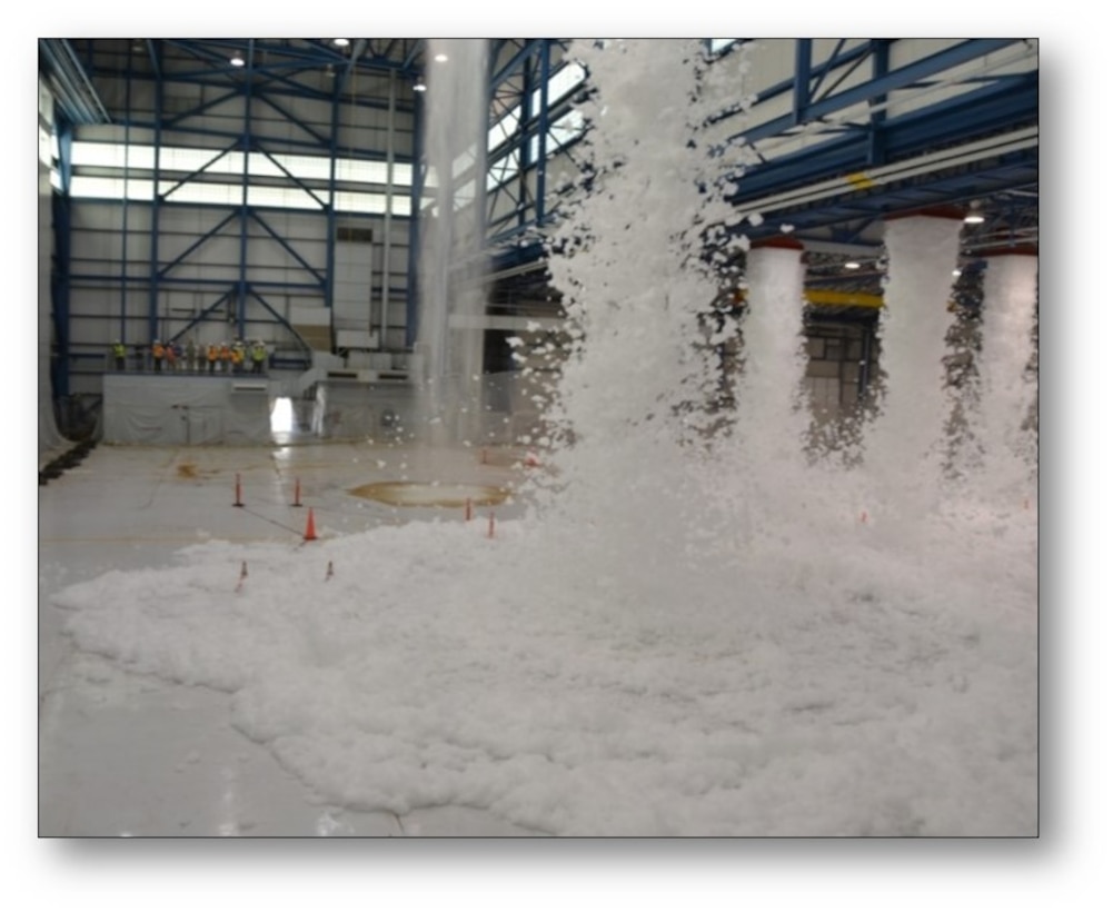 Middle East District fire protection engineers test foam extinguishing systems at air craft hangar sites  throughout the world, including most recently Honduras, Alaska, India, Korea, Germany and the Bahamas, from Maine to Hawaii.