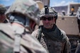 Idaho Army National Guard Lt. Col. Lee Rubel, commander, 116th Brigade Engineer Battalion, discusses his task force’s National Training Center mission with Brig. Gen. Anthony V. Mohatt June 1, 2019, at Fort Irwin, California. Mohatt, commander, Kansas Army National Guard, was at the National Training Center to visit Soldiers from the 891st Engineer Battalion’s 242nd Engineer Company and 772nd Engineer Mobility Augmentation Company. The two companies are supporting the 116th Cavalry Brigade Combat Team’s National Training Center rotation.