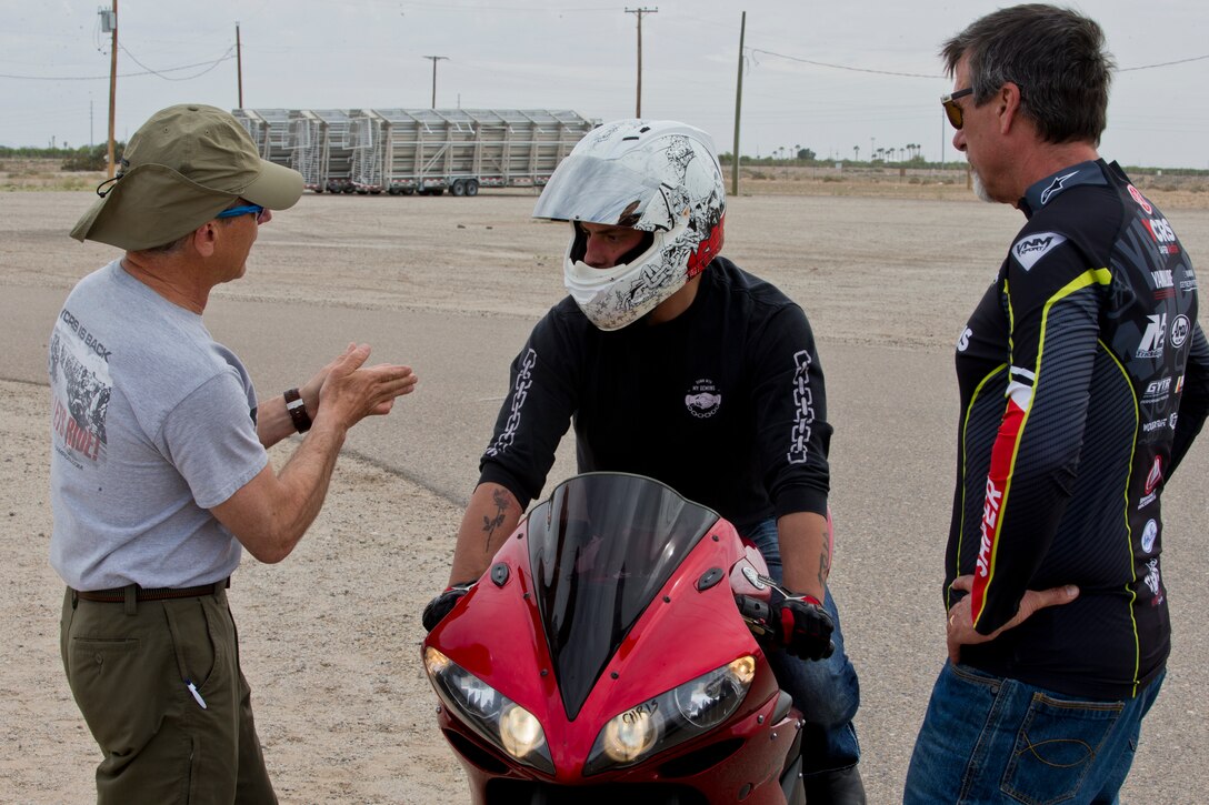 U.S. Marines stationed at Marine Corps Air Station (MCAS) Yuma participate in the Yamaha Champions Riding School course at MCAS Yuma, Ariz., March 20 2019. (U.S. Marine Corps photo by Pfc. John Hall)