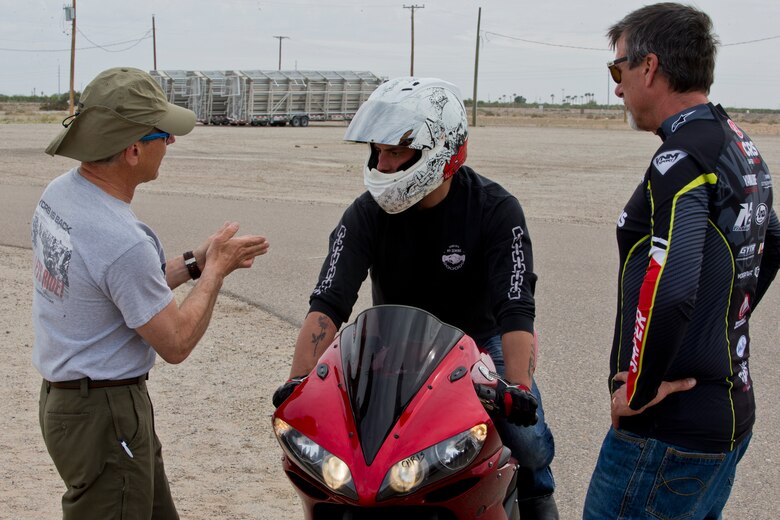 U.S. Marines stationed at Marine Corps Air Station (MCAS) Yuma participate in the Yamaha Champions Riding School course at MCAS Yuma, Ariz., March 20 2019. (U.S. Marine Corps photo by Pfc. John Hall)