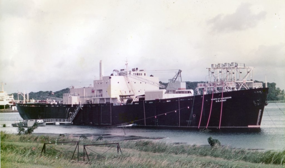 The STURGIS operating in the Panama Canal Zone where it provided power for several years for military and civilian use. The STURGIS, a former World War II Liberty Ship, was converted into the first floating nuclear power plant in the 1960s and operated until its deactivation in 1976. Its final decommissioning and dismantling was completed in early 2019 and in addition to safely removing more than 1.5 million pounds of radioactive material the project team was able to recycle approximately 600,000 pounds of lead and more than 5,000 tons of steel and other assorted recyclables.