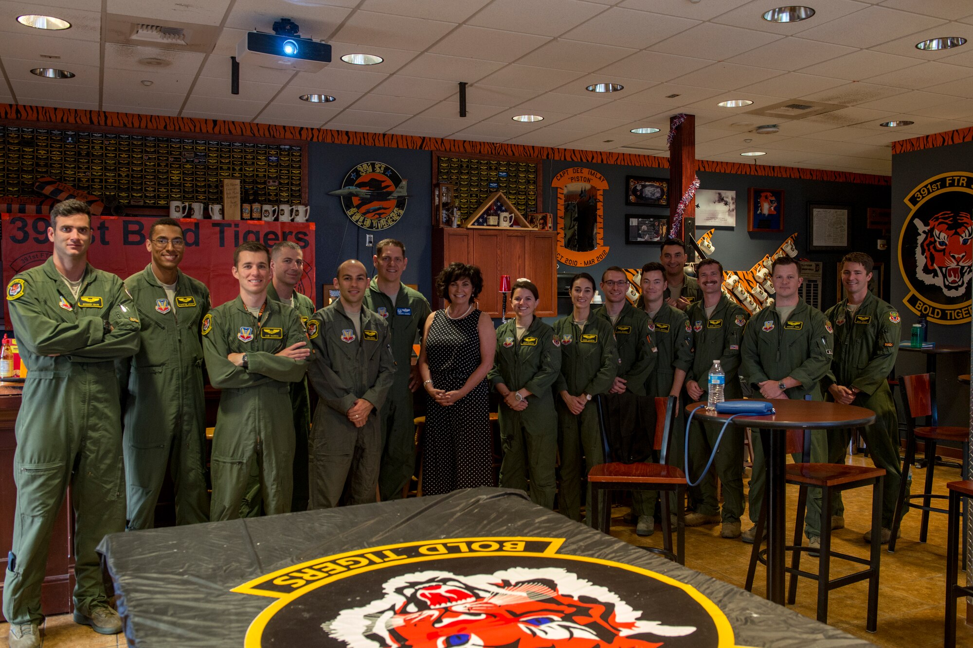 Janine Sijan-Rozina, Capt. Lance P. Sijan’s sister, meets with 391st Fighter Squadron Aircrew May 30, 2019 at Mountain Home Air Force Base, Idaho. Sijan-Rozina visited several locations on base during the two-day MHAFB premiere of the documentary “SIJAN” and spoke to next-generation Gunfighters about her brother’s story. (U.S Air Force photo by Airman 1st Class JaNae Capuno)