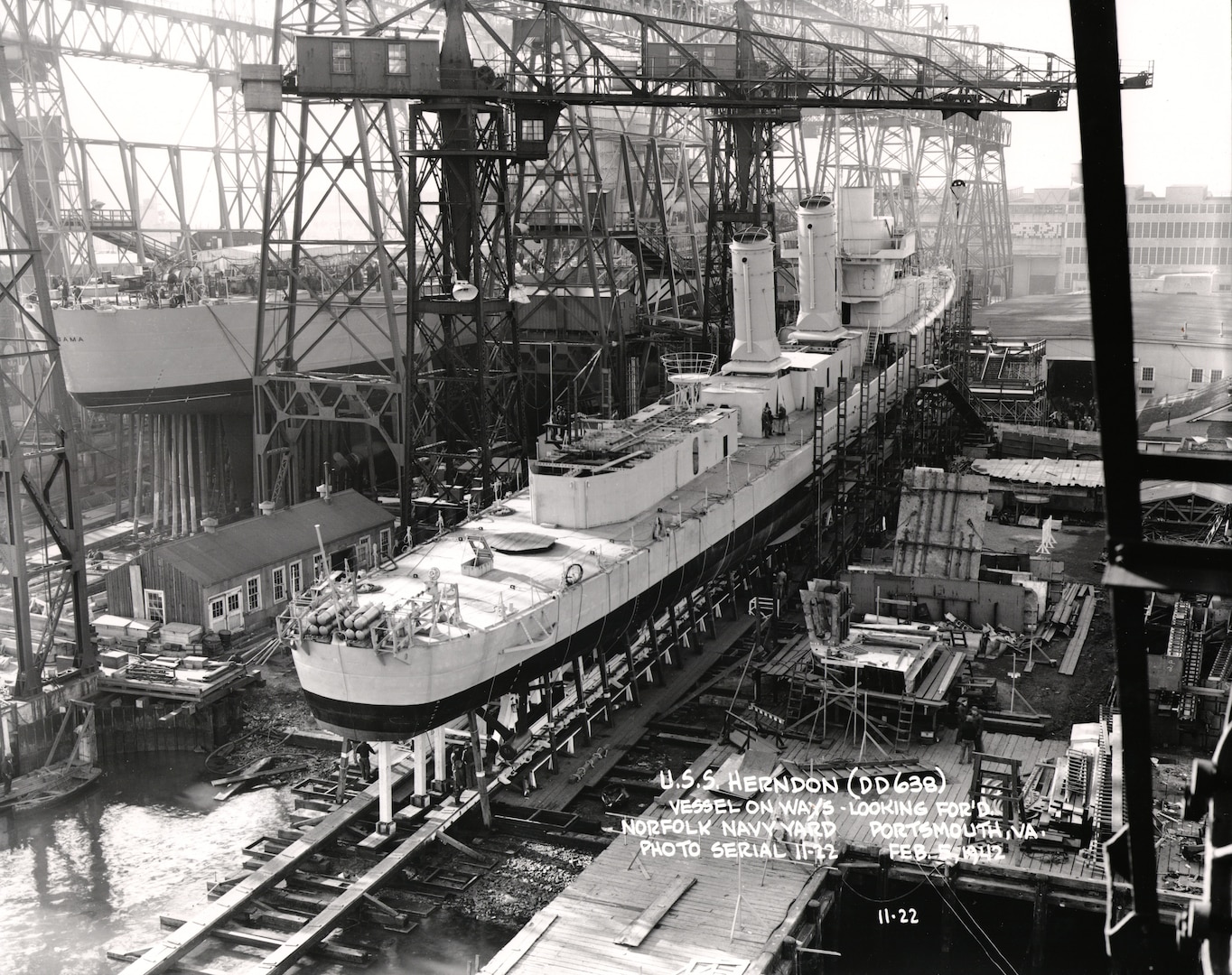 Among the five classes of ships NNSY built or modernized to support the invasion of Normandy on June 6, 1944, the shipyard constructed two destroyers.  The first was USS Herndon (DD-638), commissioned December 1942. On June 6, Herndon was ahead of the first wave of troops raining a volley of shells upon enemy targets on Omaha Beach. Despite drawing heavy fire, Herndon not only remained intact but stayed another two weeks shoring up the Allied grip on the region.   The 1,630-ton destroyer USS Shubrick (DD-639) was also constructed in 1942, in record time, at NNSY.  Shubrick supported Normandy clearing the beach at Belfast for Allied troops.   Shubrick stayed in the region well into July, serving as escort, providing fire support, and conducting anti-submarine patrols.