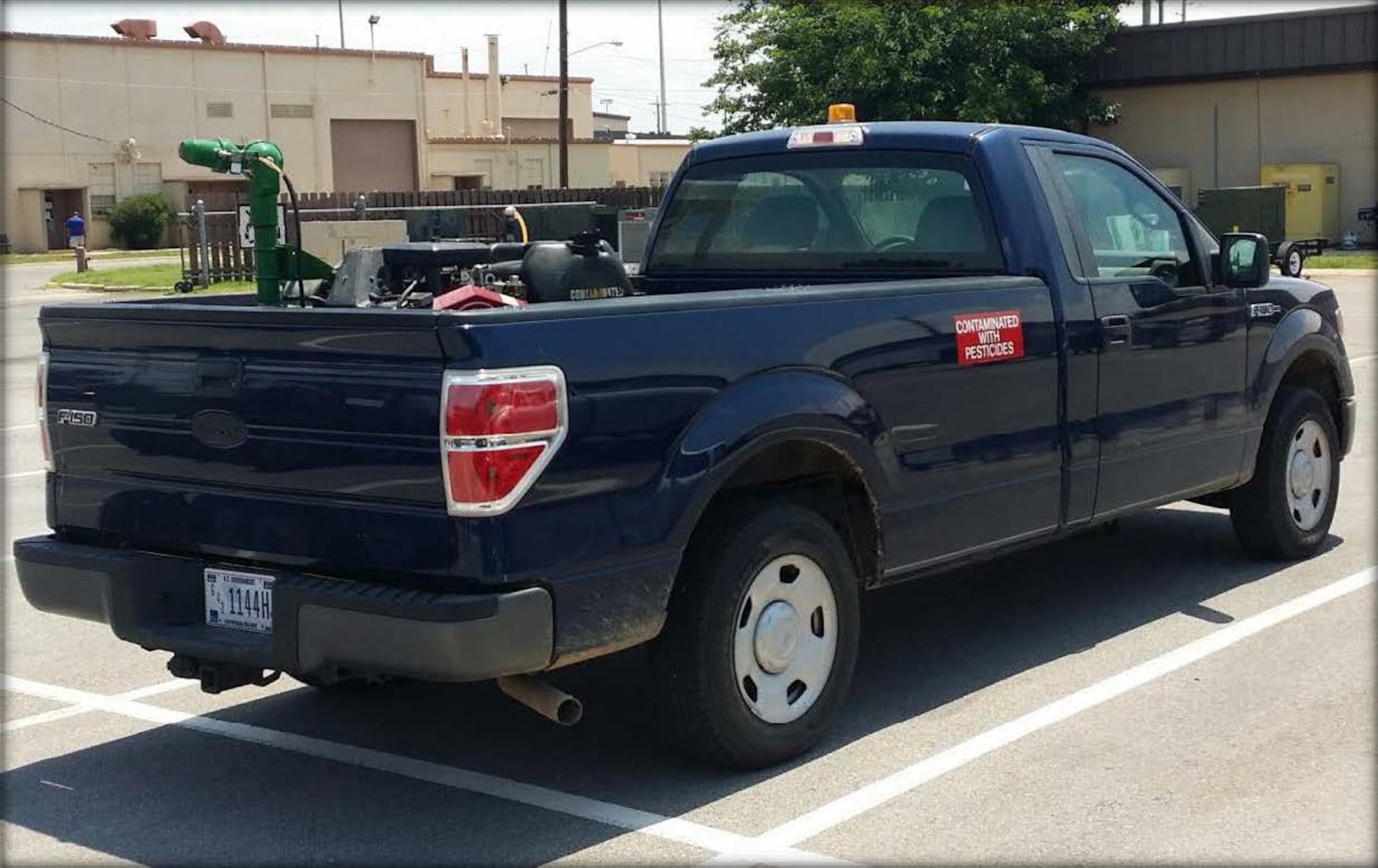 The 97 CES Pest Management shop prepares to fog for mosquitoes using this type of vehicle, June 6, 2019 at Altus Air Force Base, Okla. Fogging operations will take place Monday through Friday between the hours of 3-6 a.m. on the main base. (Courtesy photo by 97 Civil Engineer Squadron)