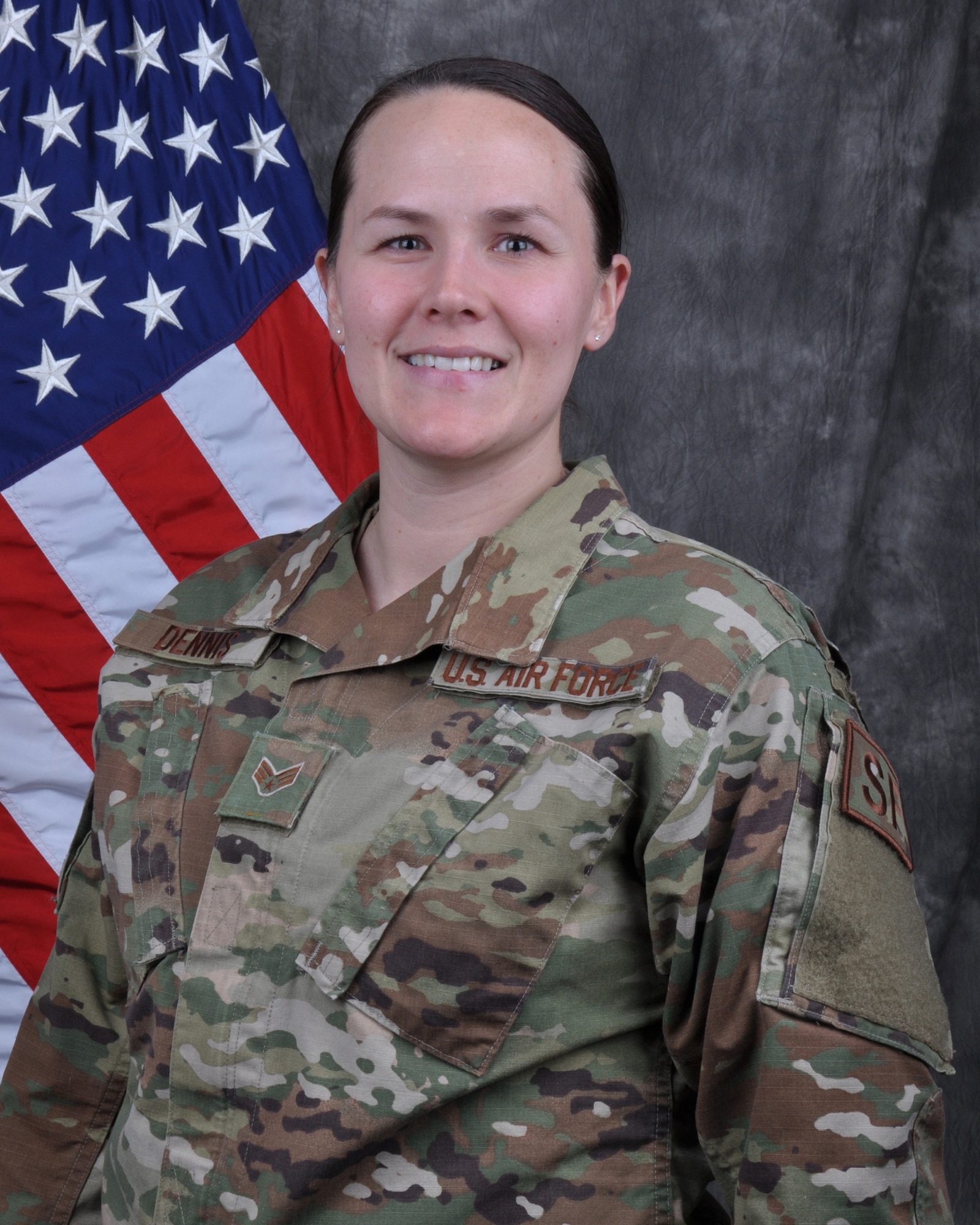 Senior Airman Paula Dennis, 445th Security Forces Squadron, fire team member, is the 445th Airlift Wing Airman of the quarter, first quarter CY 19.