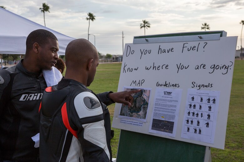U.S. Marines, Sailors, and civilians participate in the 6th annual Sexual Assualt Prevention and Response (SAPR) motorcycle ride on Marine Corps Air Station (MCAS) Yuma, April 12, 2019. The SAPR motorcycle ride is held annually through the Marine Corps Community Service (MCCS) program in efforts to raise awareness. (U.S. Marine Corps photo by Sgt. Allison Lotz)