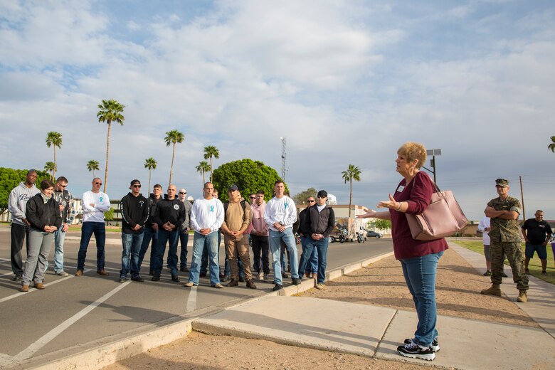 U.S. Marines, Sailors, and civilians participate in the 6th annual Sexual Assualt Prevention and Response (SAPR) motorcycle ride on Marine Corps Air Station (MCAS) Yuma, April 12, 2019. The SAPR motorcycle ride is held annually through the Marine Corps Community Service (MCCS) program in efforts to raise awareness. (U.S. Marine Corps photo by Sgt. Allison Lotz)