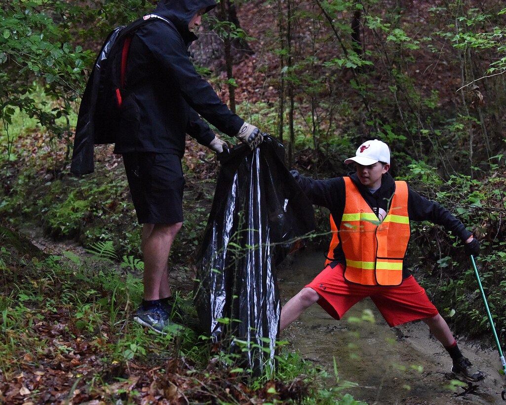Volunteers clean up the bay