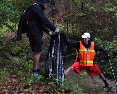 Volunteers clean up the bay