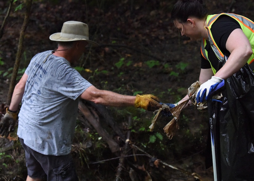 Volunteers clean up the bay