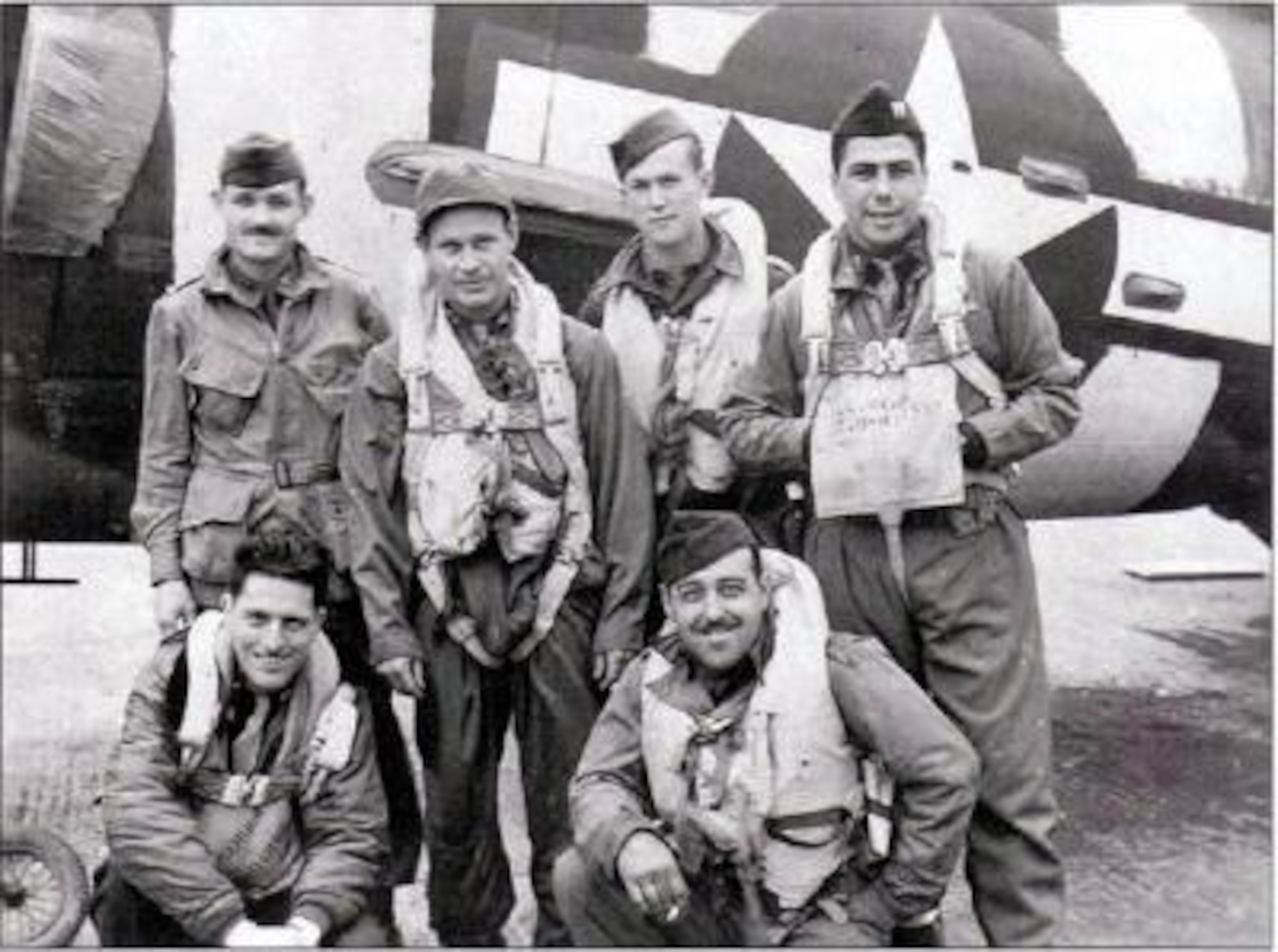 Retired Col. Vito Pedone, at the time Capt. Pedone (top right) stands with his C-47 Skytrain aircrew before their D-Day operation in 1944. (Curtesy photo)