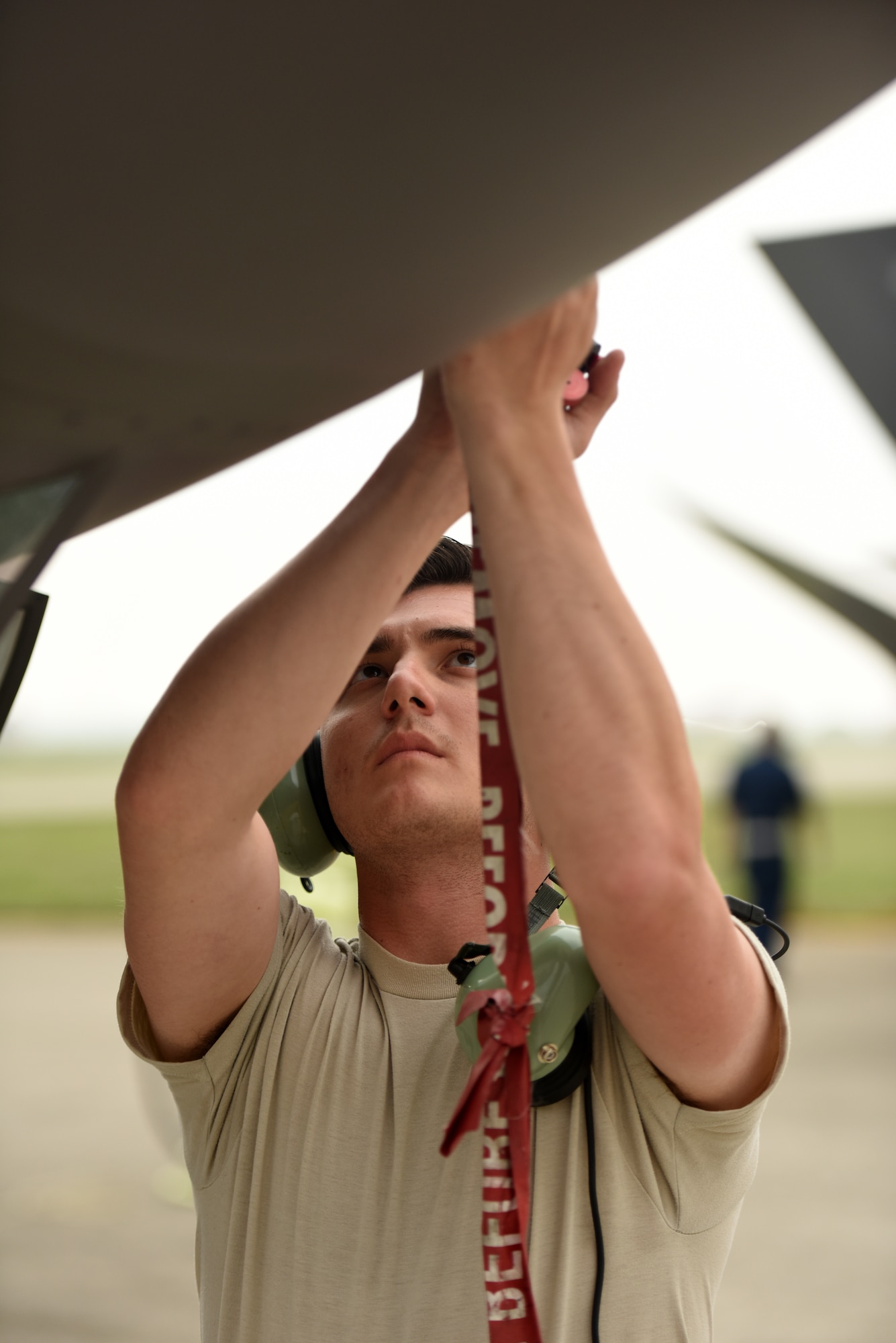 Senior Airman Chase Gilmour, 421st Aircraft Maintenance Unit crew chief, prepares an F-35A Lightning II fighter jet for refueling during Astral Knight 2019 on June 5, 2019, at Aviano Air Base, Italy. The F-35s are participating in Astral Knight 2019, a multinational exercise that enhances relationships with allies and improves overall coordination with partner militaries during times of crisis. (U.S. Air Force photo by Tech. Sgt. Jim Araos)