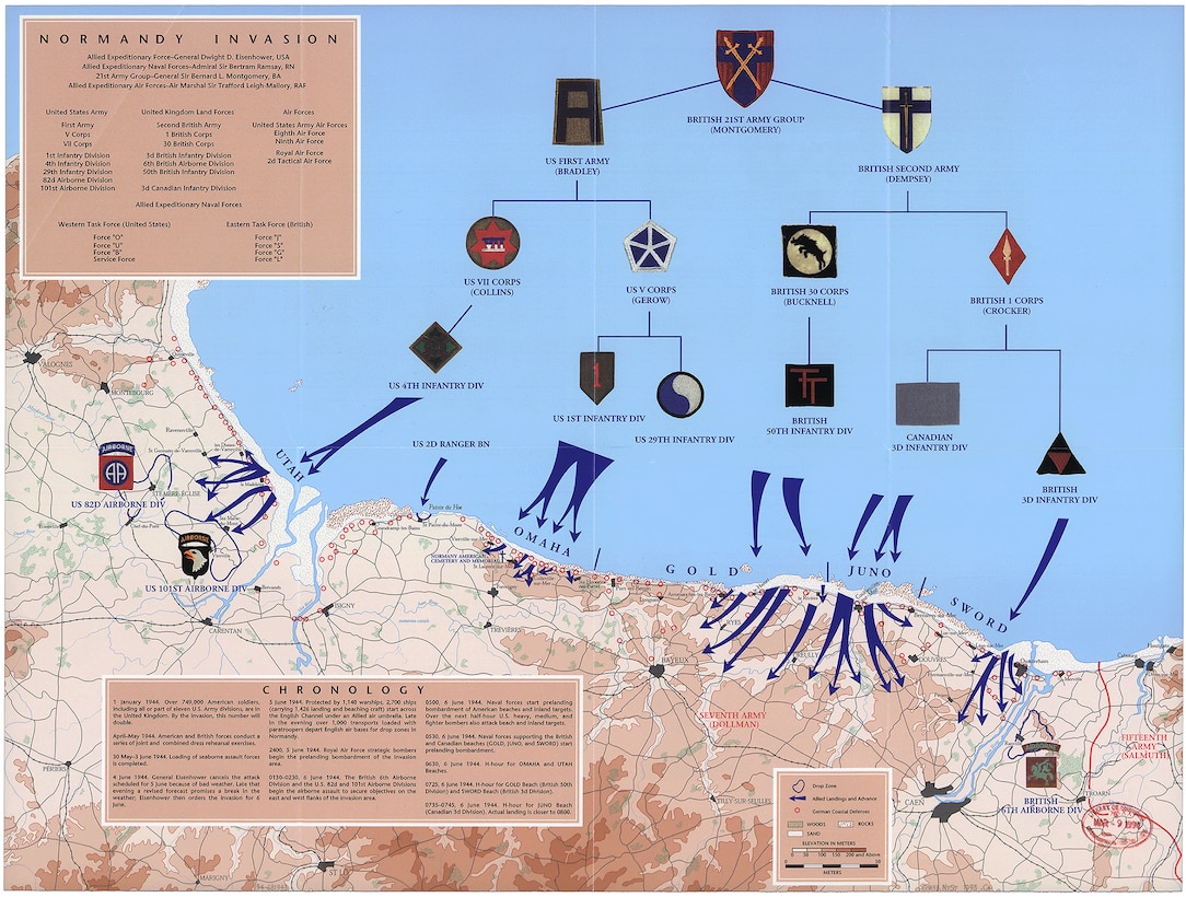 Map Depicting Allied Invasion Of Normandy During Ww2