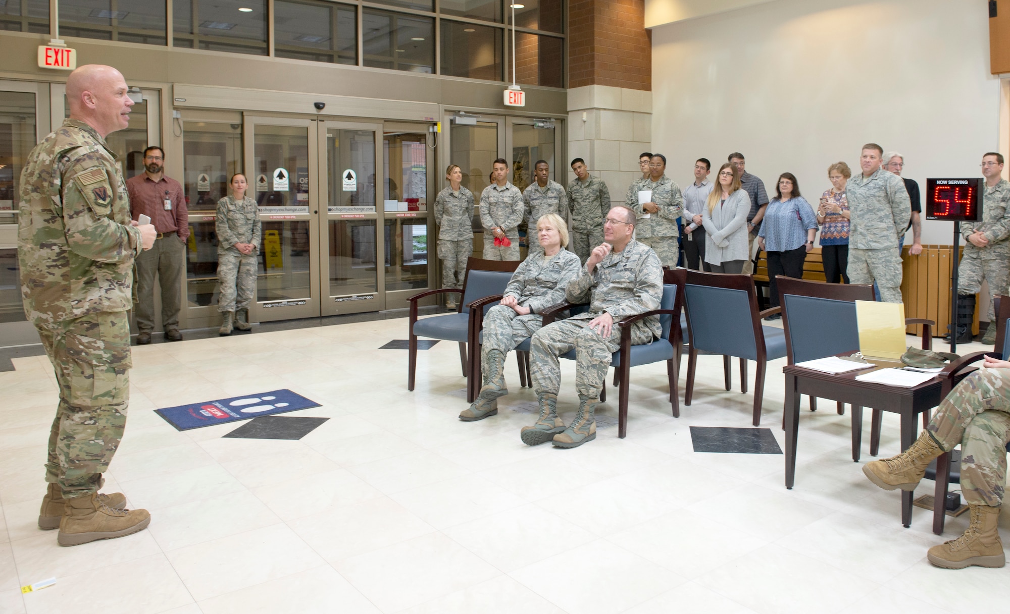 Col. Michael Manion, 55th Wing commander, spoke during ribbon cutting ceremony for the new satellite pharmacy held June 3, 2019. In 2018, Offutt pharmacies processed and filled 324,000 prescriptions, which is 1,401 a day. This volume is more than an average civilian pharmacy fills in seven days.