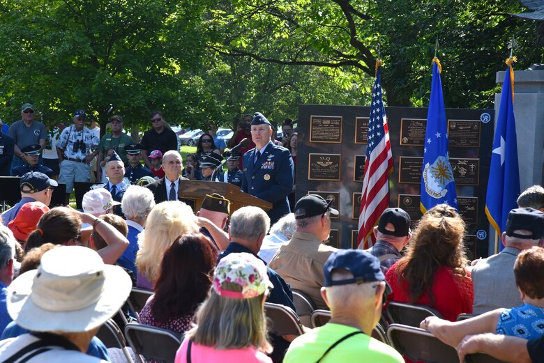 Maj. Gen. Carl Schaefer, deputy commander, Air Force Materiel Command, serves as the keynote speaker on the 75th anniversary of D-Day on June 6 at the National Museum of the U.S. Air Force, Wright-Patterson Air Force Base. (U.S. Air Force photo/Ken LaRock)