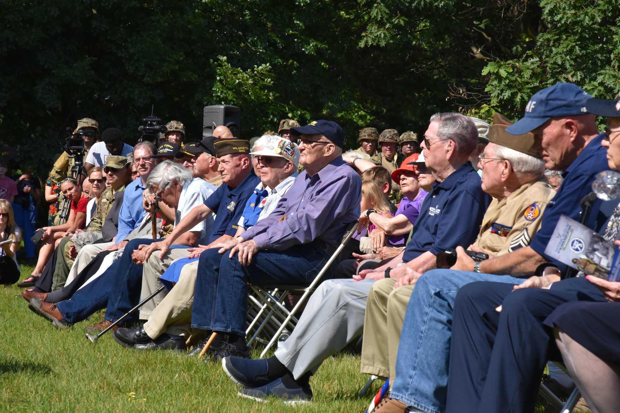 D-Day and World War II veterans are honored during a wreath laying ceremony on June 6 in Memorial Park at the National Museum of the U.S. Air Force, Wright-Patterson Air Force Base. (U.S. Air Force photo/Ken LaRock)
