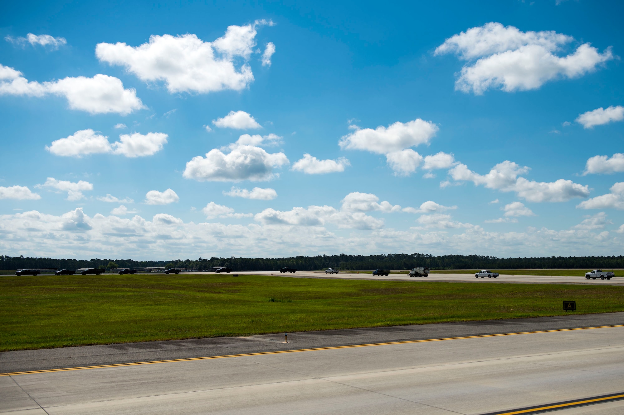 Airmen from the 23d Civil Engineer Squadron (CES) convoy to the flightline during airfield recovery training, May 23, 2019, at Moody Air Force Base, Ga. The training consisted of Airmen responding to a simulated bombed airfield to perform the proper steps and procedures to ensure rapid airfield damage repair. The training prepared the Airmen for potential threats that they could face while downrange. “Air Force civil engineers are responsible to establish, maintain, protect and recover installations so we can project combat airpower and carry out our nation’s business,” said Lt. Col. Michael Francis, 23d CES commander. “If an airfield is damaged by enemy forces, it’s our job to get that airfield operational as quickly as possible.” (U.S. Air Force photo by Senior Airman Erick Requadt)