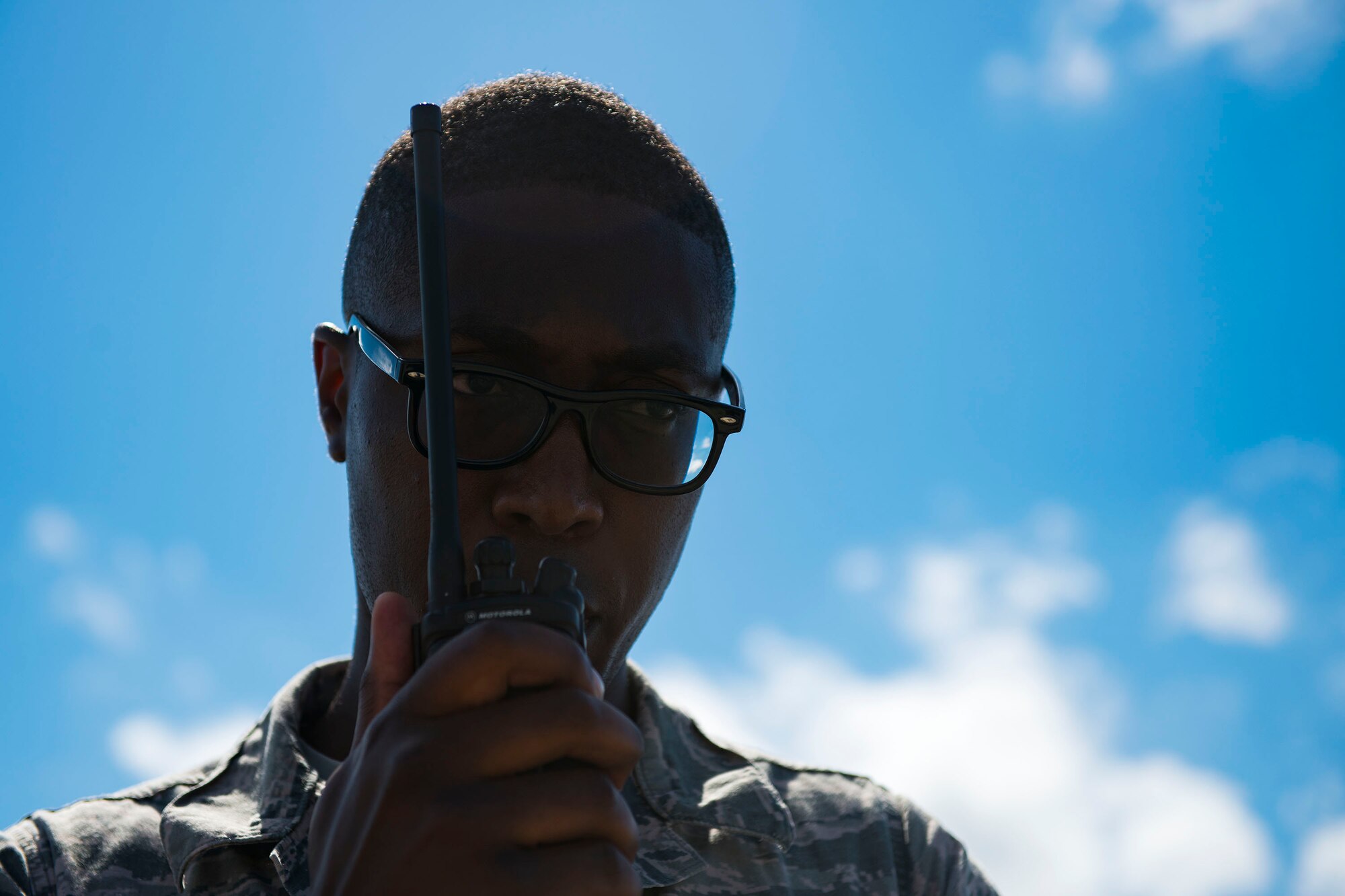 Airman 1st Class Andrew Edwards, 23d Civil Engineer Squadron (CES) electrical power product journeyman, reports the size of a simulated crater during airfield recovery training, May 23, 2019, at Moody Air Force Base, Ga. The training consisted of Airmen responding to a simulated bombed airfield to perform the proper steps and procedures to ensure rapid airfield damage repair. The primary task of engineers in the Air Force is to establish, operate and sustain air bases. A critical component of their mission responsibilities is to be able to rapidly recover after an attack, making it possible to launch and recover combat airpower. “If an airfield is damaged by enemy forces, it is CE’s job to get that airfield operational as quickly as possible,” said Lt. Col. Michael Francis, 23d CES commander. “This starts with airfield damage assessment teams surveying an entire airfield to identify damages and whether any remaining unexploded ordnance are out there and calling that in to one of our representatives in the emergency operations center.” (U.S. Air Force photo by Senior Airman Erick Requadt)