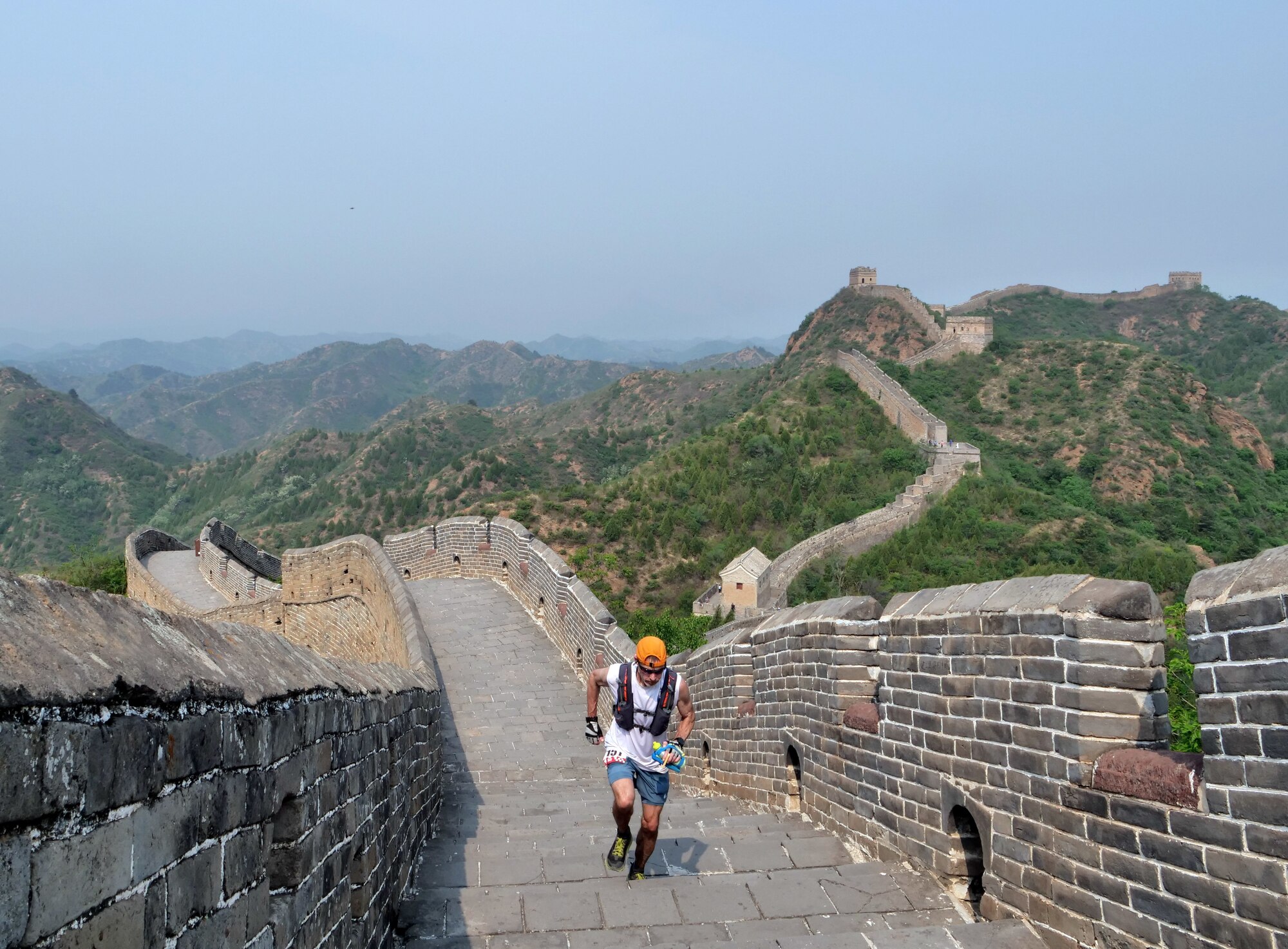 Bruce Robie, 225th Support Squadron National Airspace Defense program manager, runs the Conquer the Wall Marathon in Beijing, China, May 11, 2019.  Robie placed 10th overall, first in his age group of 50-59 and was the oldest competitor.  He completed the marathon in 9.5 hours. (Courtesy photo)