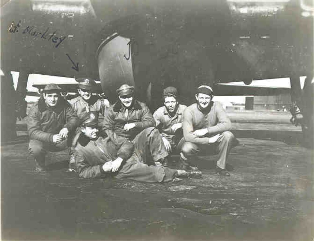 Group shot taken under a B-17.