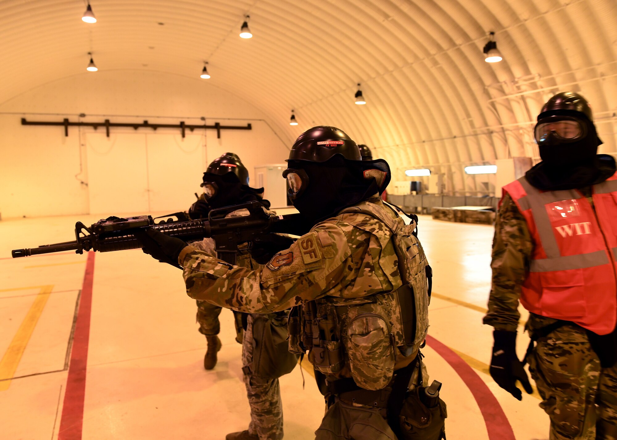Members of the 31st Security Forces Squadron participate in a Full Spectrum Readiness exercise, Aviano Air Base, Italy, June 5, 2019.