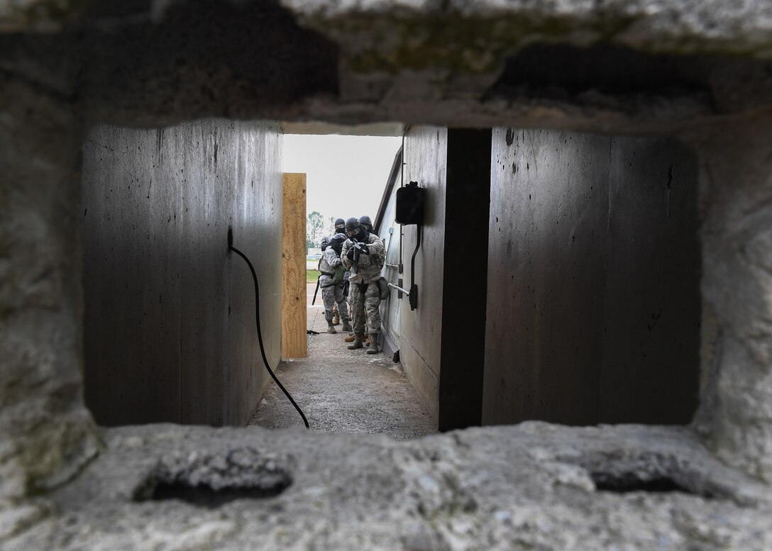 Members of the 31st Security Forces Squadron participate in a Full Spectrum Readiness exercise, Aviano Air Base, Italy, June 5, 2019.