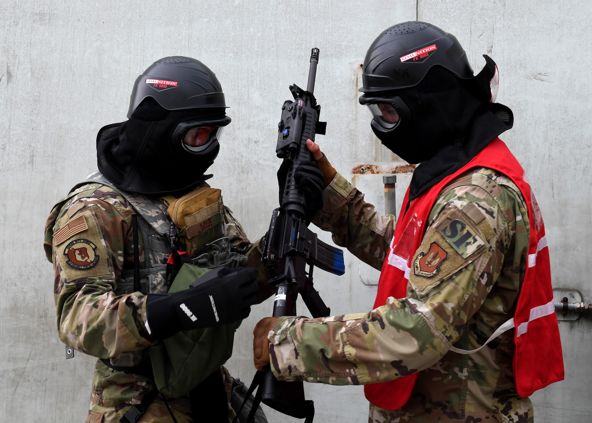 Members of the 31st Security Forces Squadron participate in a Full Spectrum Readiness exercise, Aviano Air Base, Italy, June 5, 2019.