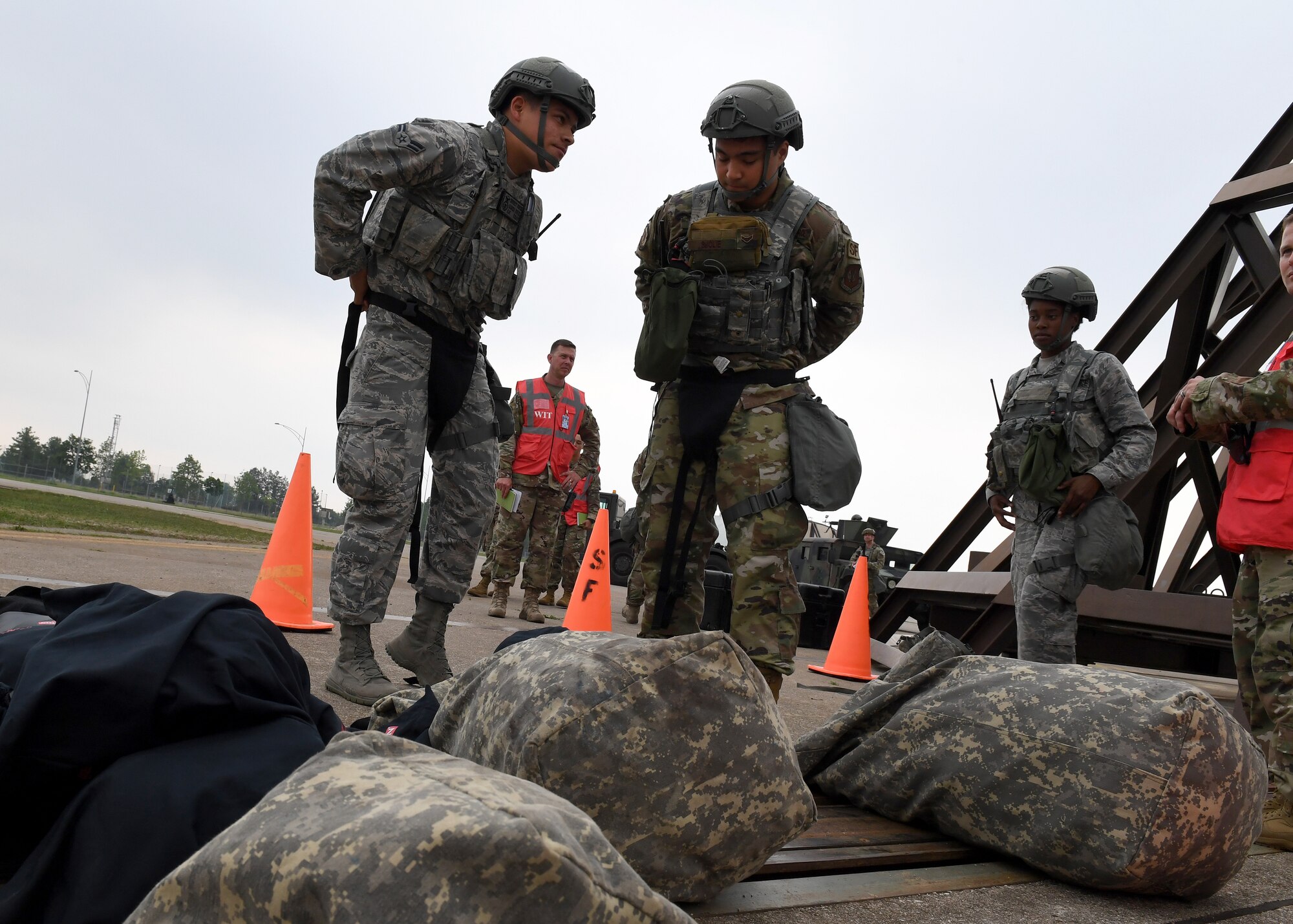 Members of the 31st Security Forces Squadron participate in a Full Spectrum Readiness exercise, Aviano Air Base, Italy, June 5, 2019.