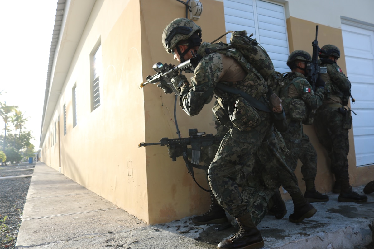 Members of the Mexican Navy return fire in Sector 3 of the final exercise for Phase 1 of Exercise TRADEWINDS 2019.