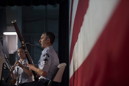 Master Sgt. Christopher Stahl, a bassoonist with the U.S. Air Force Heritage Winds, performs, June 6th, 2019, in Mount Pleasant, S.C.