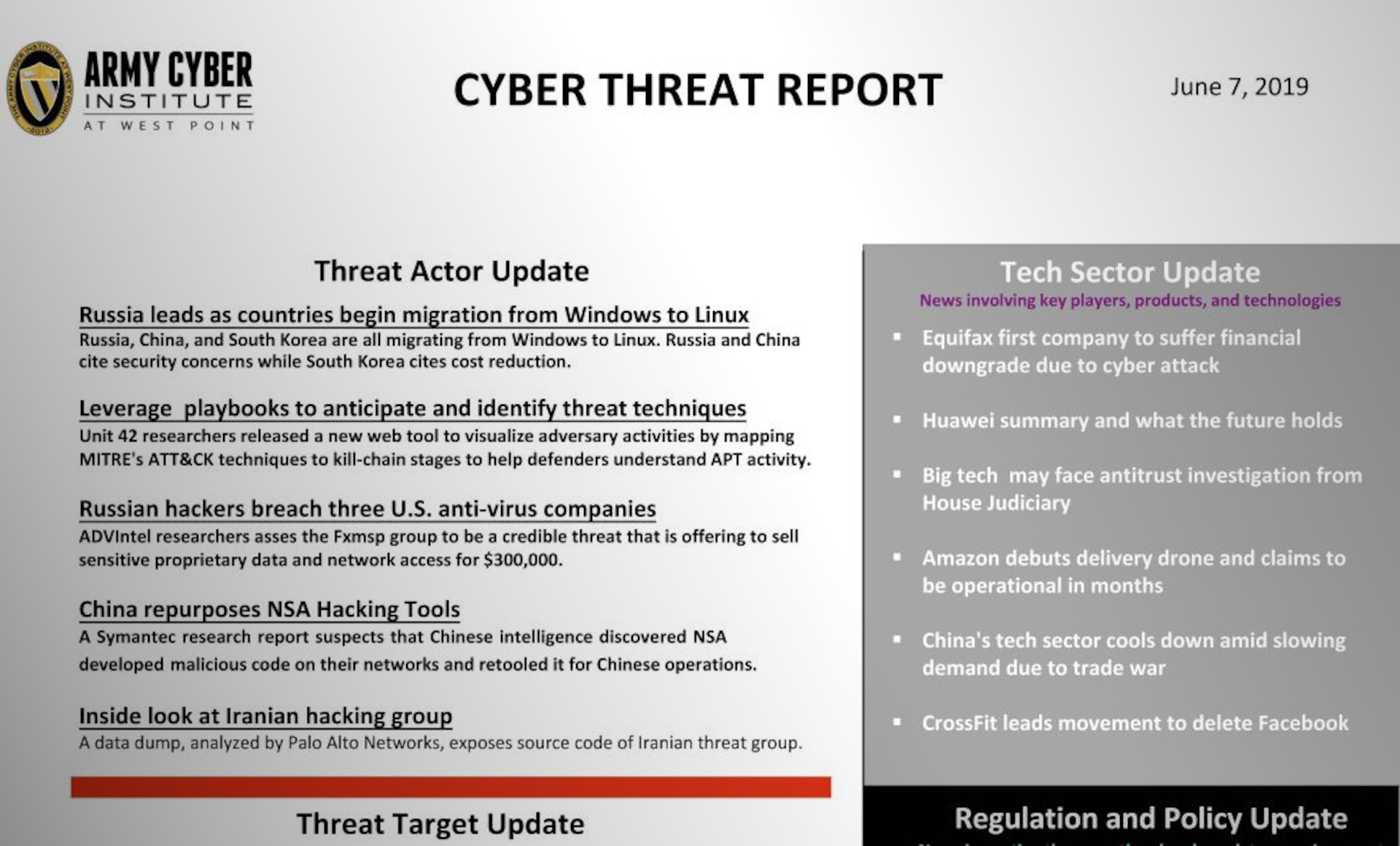 Cyber Threat Report June 07, 2019