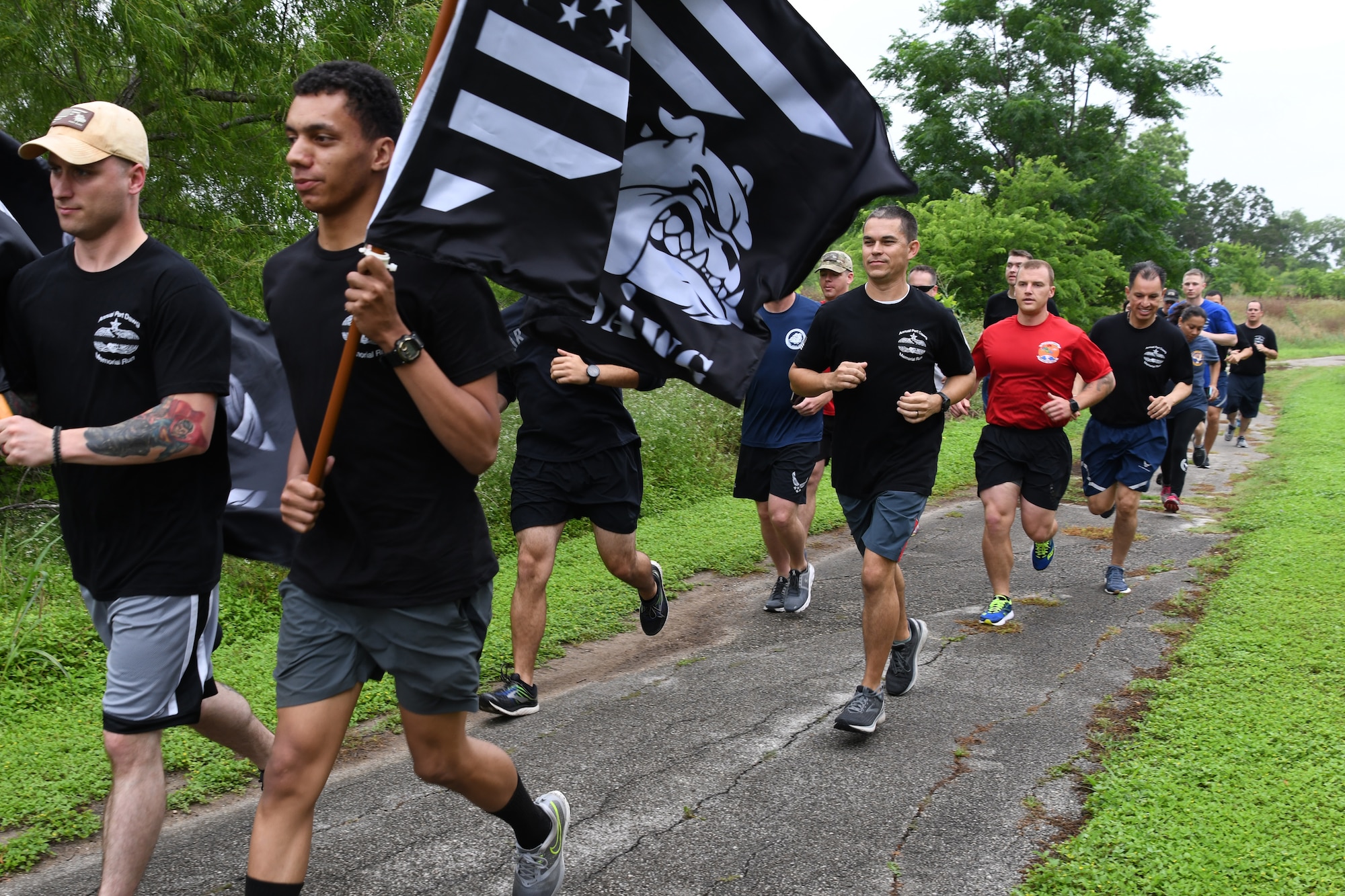 Members of the Air Forces transportation community participate in the 6th annual Port Dawg Remembrance Run May 18, 2019, at Joint Base San Antonio-Lackland, Texas.
