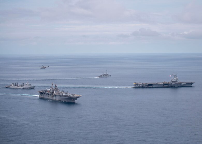 Uss Boxer And Charles De Gaulle Sail In Andaman Sea