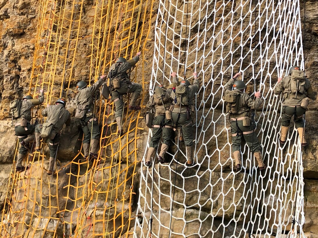 75th Ranger Regiment reenacts the climb at Pointe Du Hoc, France