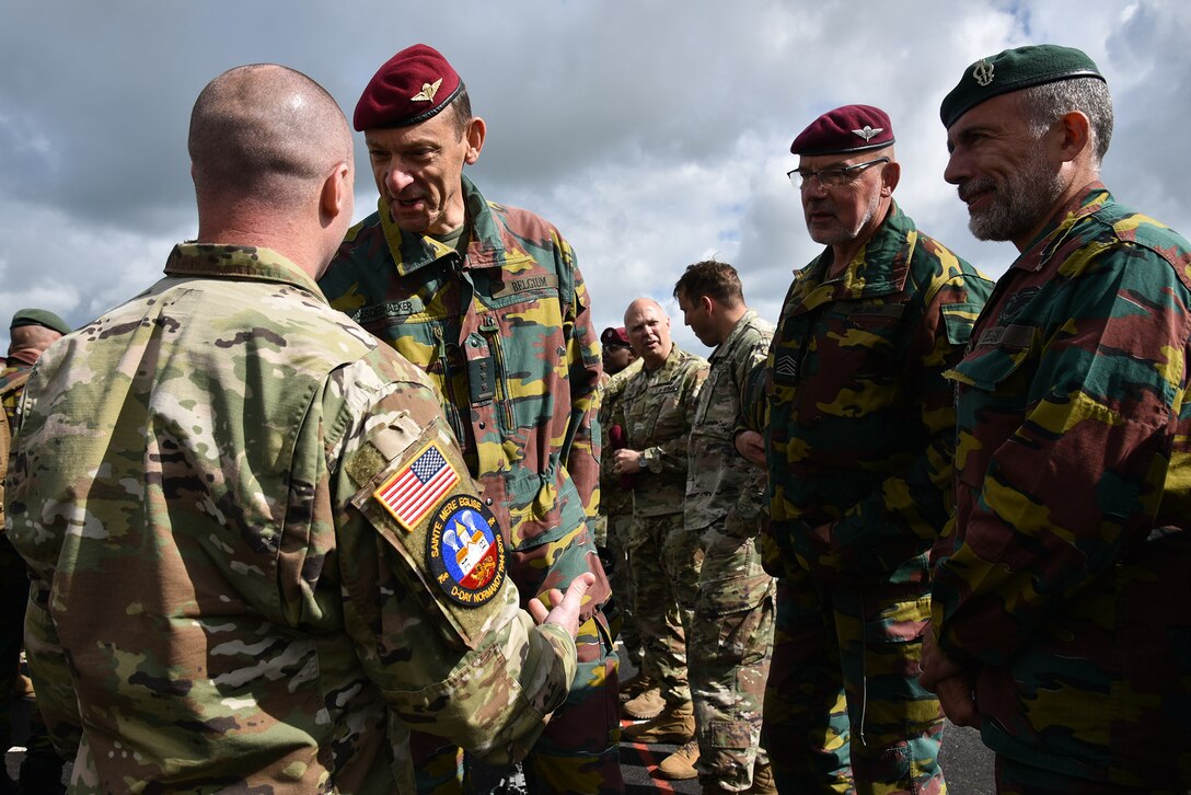 Airborne pre-jump training in Sainte-Mère-Église, France