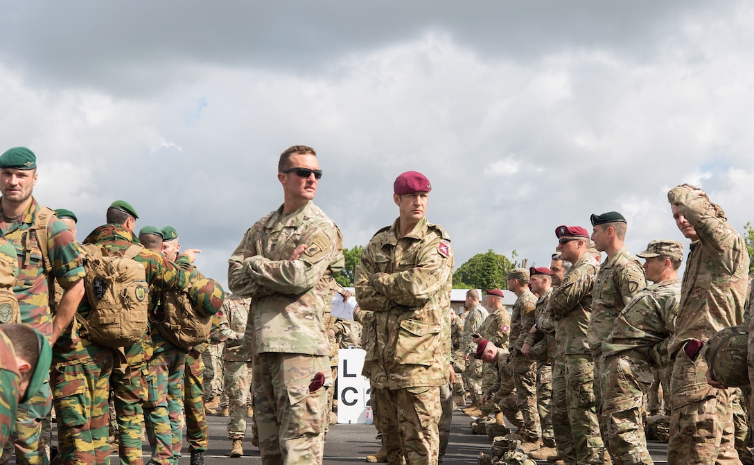 Airborne pre-jump training in Sainte-Mère-Église, France