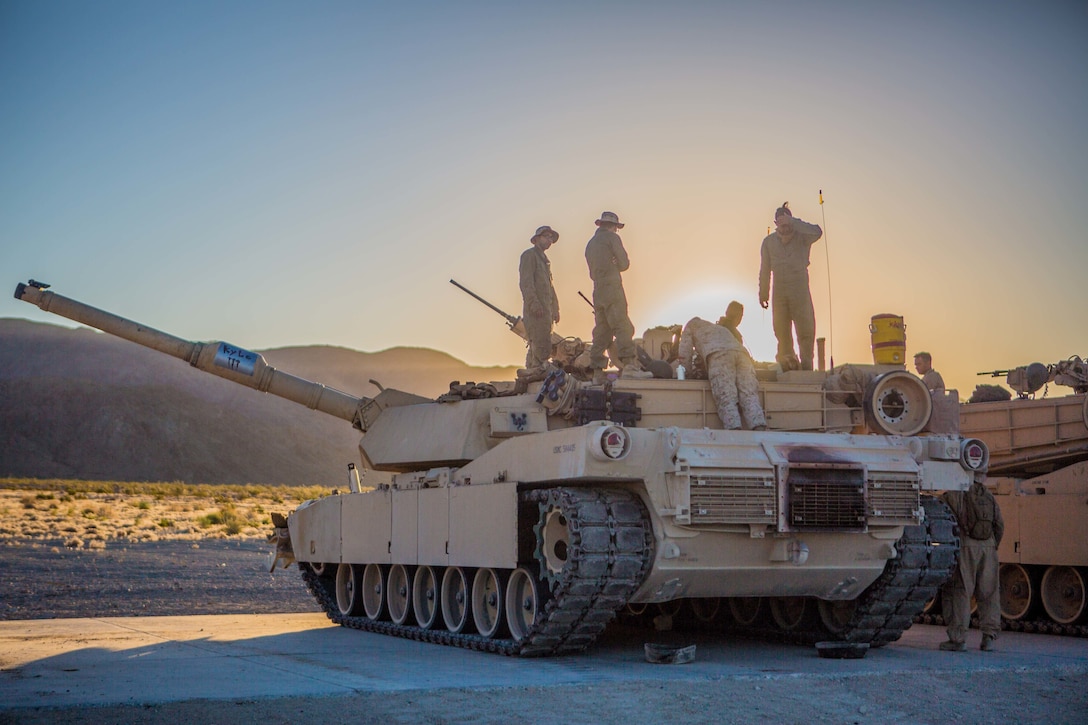 U.S. Marines with A Company, 4th Tank Battalion, 4th Marine Division, prepare to conduct their battle sight zero at Range 500 during Integrated Training Exercise 4-19 at Marine Corps Air Ground Combat Center, Twentynine Palms, Calif., June 9, 2019. ITX is a combined-arms exercise conducted to prepare units for global contingencies and to increase combat readiness.