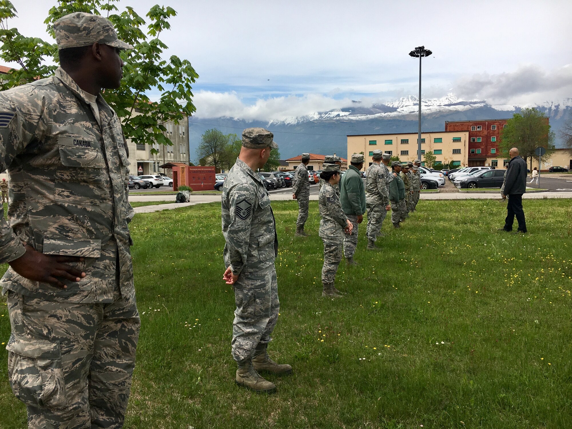 Members from the 111th Attack Wing teach a class on field sobriety testing and held a practical exercise with both the active duty and ANG members. Italy, May, 8. (Courtesy Photo)