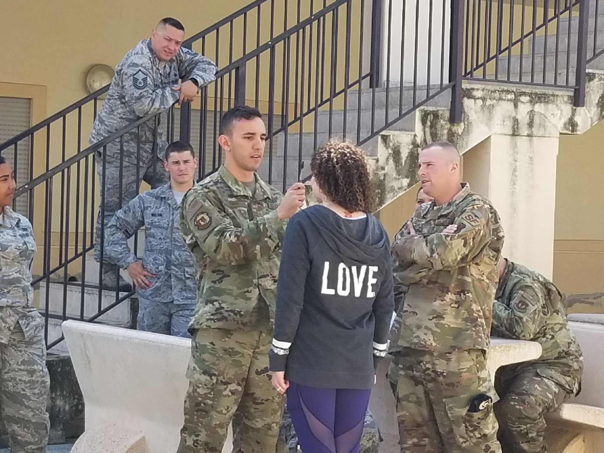 Members from the 111th Attack Wing teach a class on field sobriety testing and held a practical exercise with both the active duty and ANG members. Italy, May, 8. (Courtesy Photo)