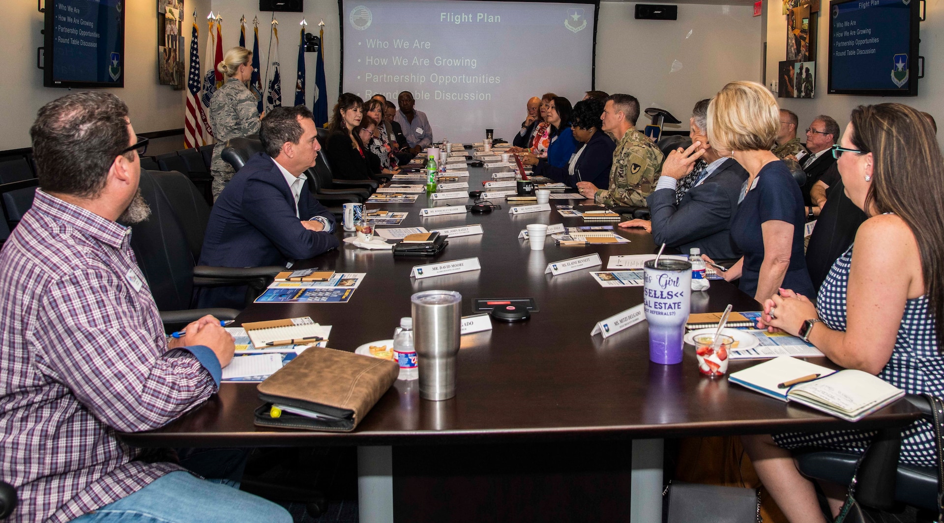 Brig. Gen. Laura L. Lenderman, commander of the 502nd Air Base Wing and Joint Base San Antonio hosted 16 members of local Chambers of Commerce from cities located near JBSA installations during its first chamber summit at JBSA-Fort Sam Houston on June 4. Chamber members were told about of the future growth of JBSA, to include more than 800 new people this year and how this will affect JBSA and the surrounding communities. This growth will mean new challenges, but also new opportunities, ranging from infrastructure to community initiatives.