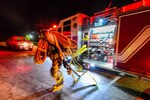 U.S. Soldiers attending training at the 218th Regional Training Institute, South Carolina Army National Guard, are tested on evacuation, safety and accountability measures during a night-time fire drill held at the McCrady Training Center in Eastover, South Carolina, June 8, 2019.