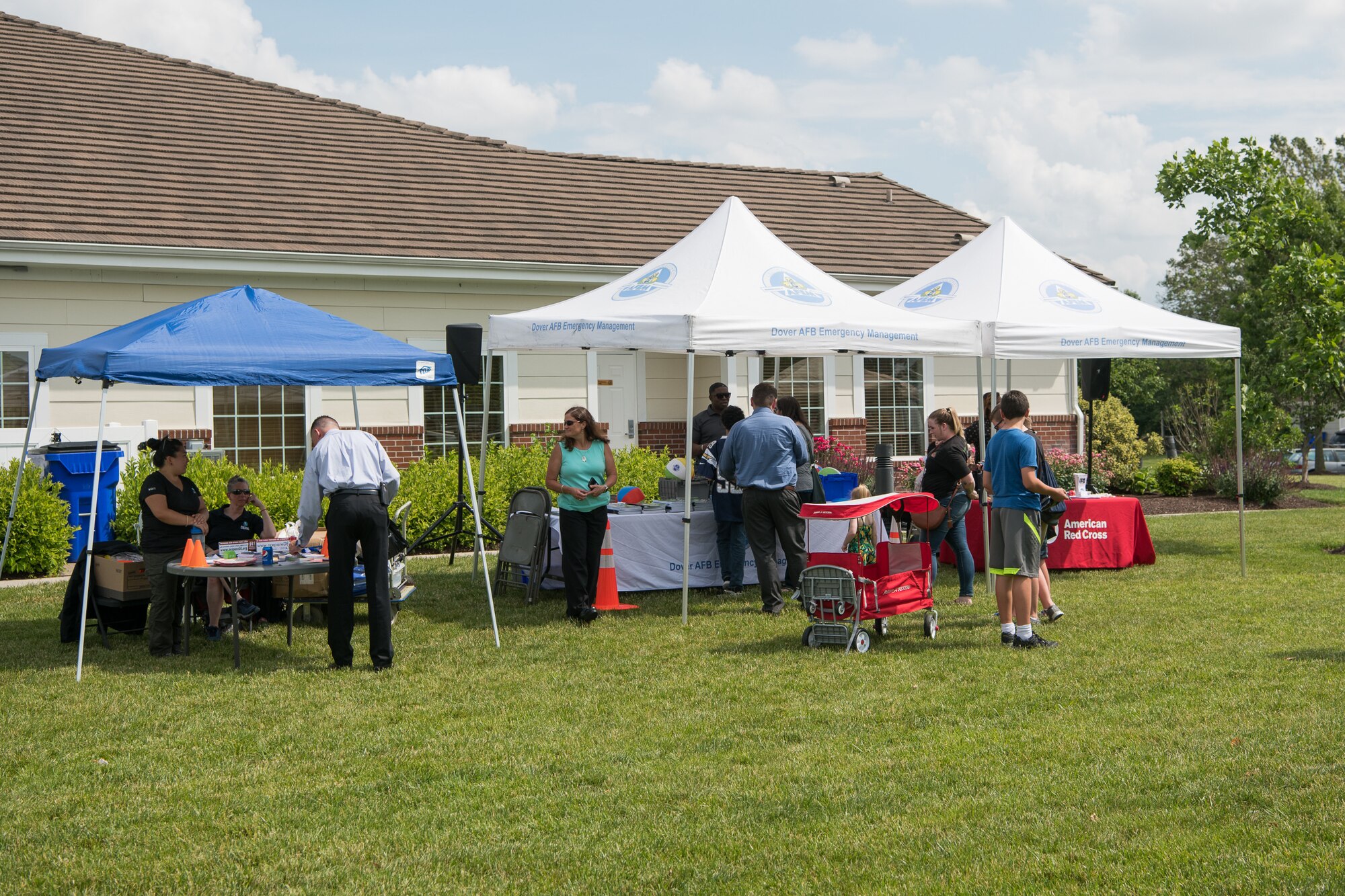 Attendees enjoy the Hurricane Block Party
June 6, 2019, at the Eagle Heights family housing on Dover Air Force Base, Del. The annual event is co-hosted by the 436th Civil Engineer Squadron and the Eagle Heights housing office. (U.S. Air Force Photo by Mauricio Campino)