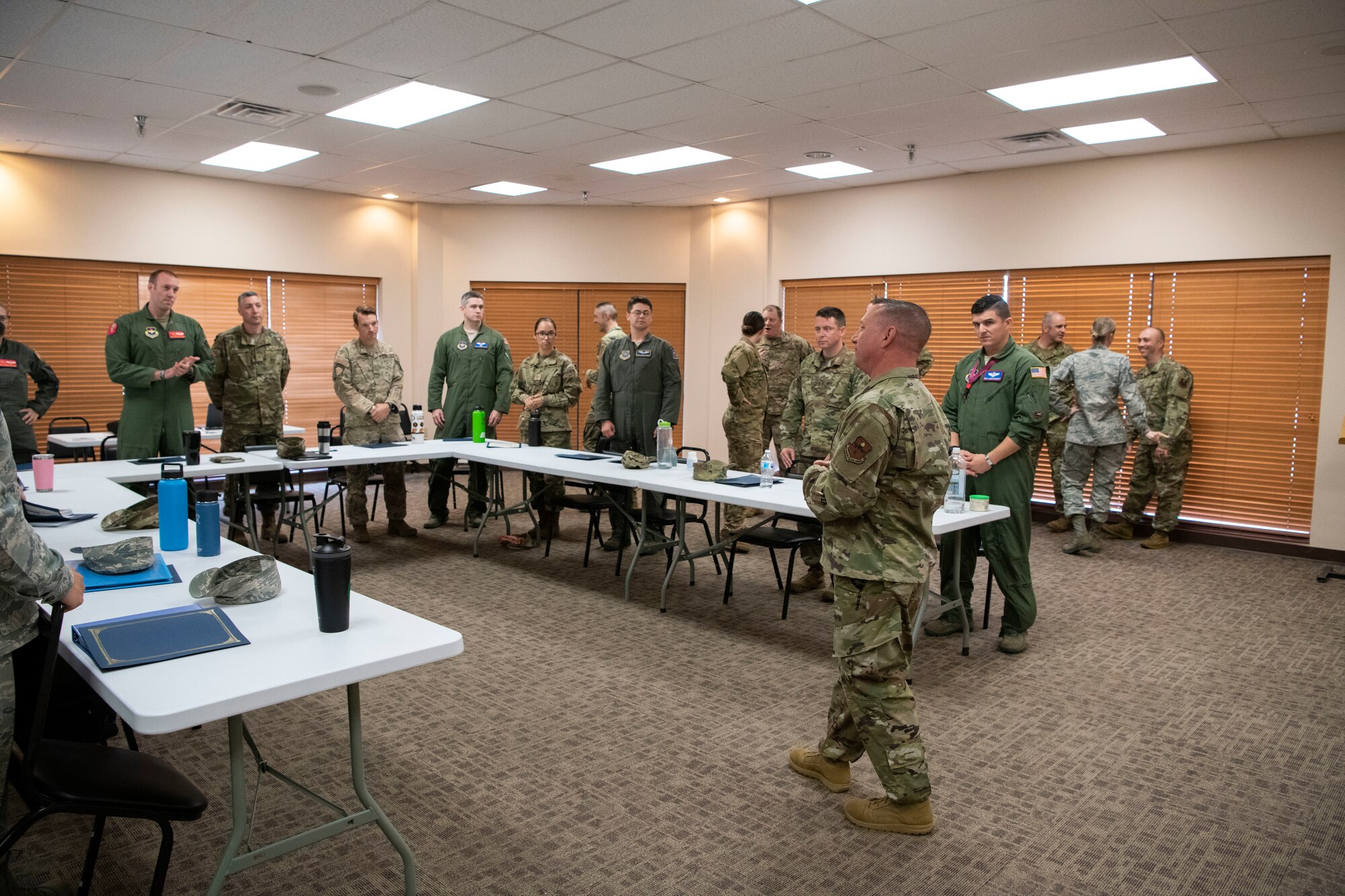 A First Sergeant talks to a group of noncommissioned officers.