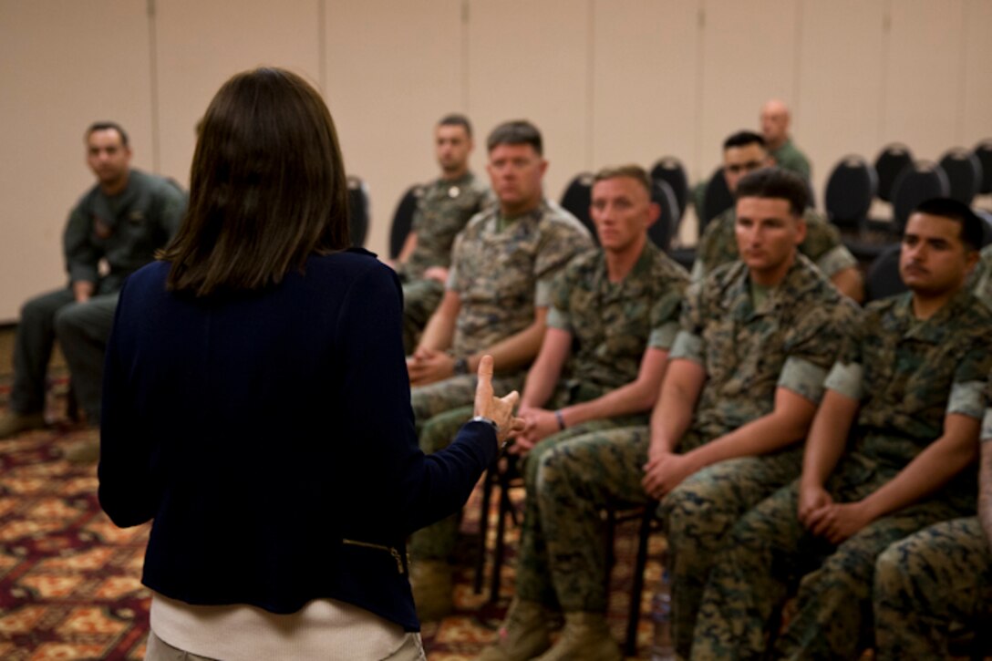 U.S. Senator Martha McSally visits Marine Corps Air Station (MCAS) Yuma to speak with commanders and Marines at MCAS Yuma, Ariz., April 17, 2019.