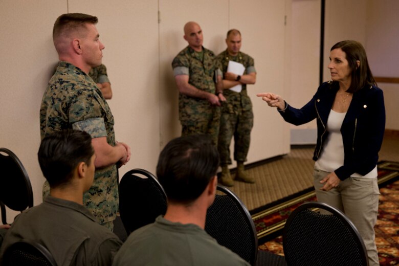 U.S. Senator Martha McSally visits Marine Corps Air Station (MCAS) Yuma to speak with commanders and Marines at MCAS Yuma, Ariz., April 17, 2019.