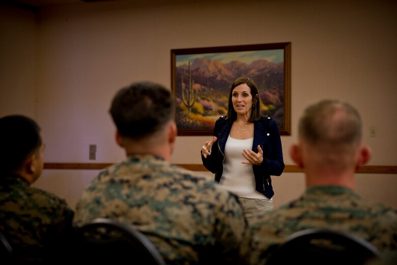 U.S. Senator Martha McSally visits Marine Corps Air Station (MCAS) Yuma to speak with commanders and Marines at MCAS Yuma, Ariz., April 17, 2019.